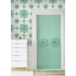 tapeta-scienna-zielony-geometryczny-wzor-250x104cm