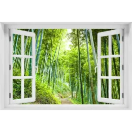 naklejka-fototapeta-okno-3d-las-bambusowy-150x100