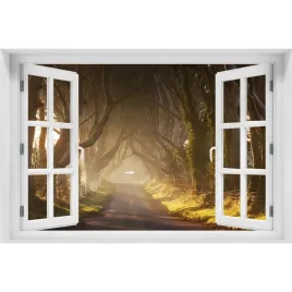 naklejka-fototapeta-3d-okno-mgla-w-lesie-150x100