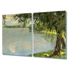 deska-kuchenna-2x40x52-cm-malarstwo-jezioro-drzewa