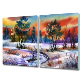 deska-do-kuchni-2x40x52-cm-malarstwo-zima-drzewa