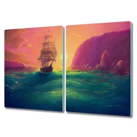deska-do-kuchni-2x40x52-morze-statki-zachod-slonca