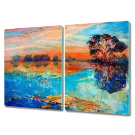 deska-szklo-2x40x52-cm-woda-drzewa-zachod-slonca