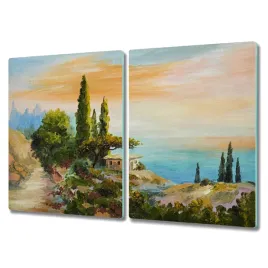 deska-szklo-2x40x52-drzewa-wybrzeze-zachod-slonca