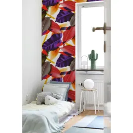 tapeta-scienna-kolorowe-kwiaty-akwarela-208x146-cm