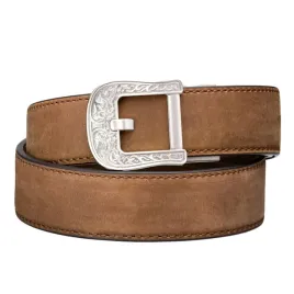 pas-kore-essentials-rodeo-buckle-brown-buffalo-leather-gun-belt