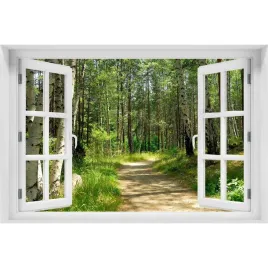 3d-okno-naklejka-na-sciane-sciezka-w-lesie-150x100