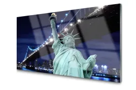 obraz-na-szkle-most-statua-wolnosci-foto-100x50