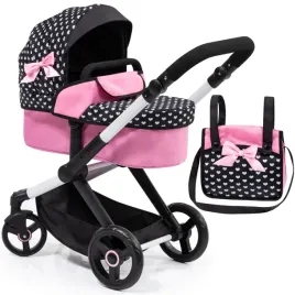 wozek-dla-lalek-spacerowy-spacerowka-czarno-rozowy-prezent-2w1-68x37x73-cm