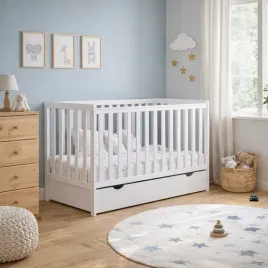 biale-lozeczko-bambi-2w1-120x60-z-szuflada-barierka-i-opcja-tapczanika