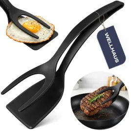 szczypce-kuchenne-lopatka-szpatulka-do-obracania-na-patelni-czarna-wellhaus