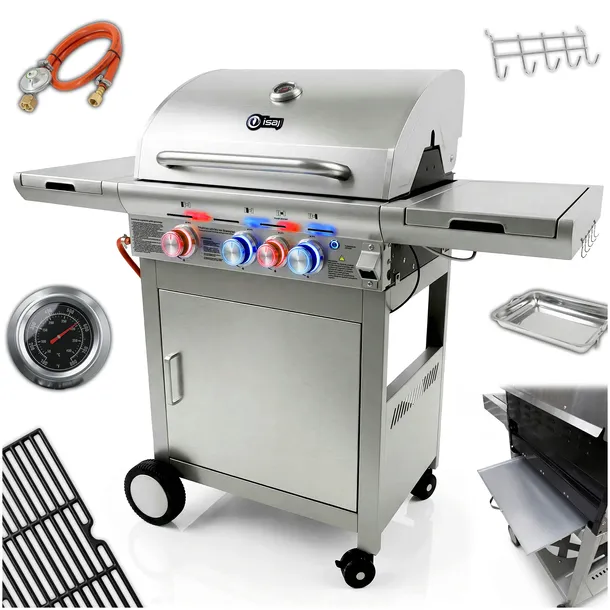 GRILL GAZOWY NIERDZEWNY 13,65 kW 3 + 1 ŻELIWNY NA BUTLĘ ISAJ HEATLORD 1