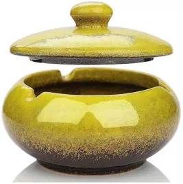 popielniczka-zewnetrzna-zamykana-zolta-balkonowa-ogrodowa-ceramiczna