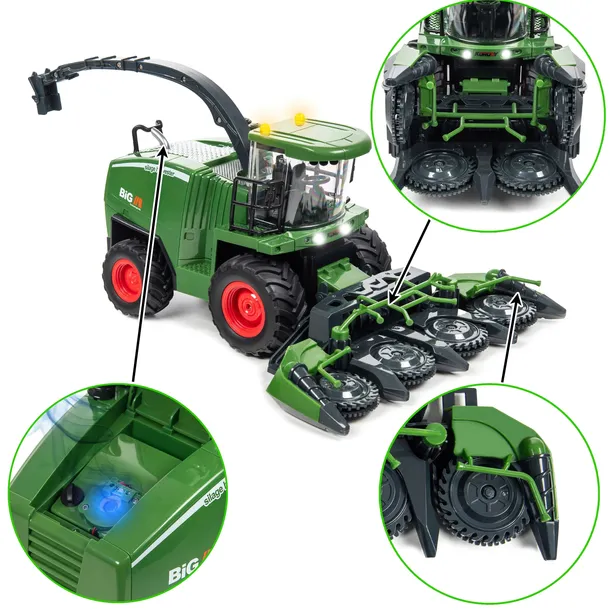 KOMBAJN ZDALNIE STEROWANY DLA DZIECI RC ŚWIATŁA DŹWIĘK DYM SKALA 1:24 FARMA