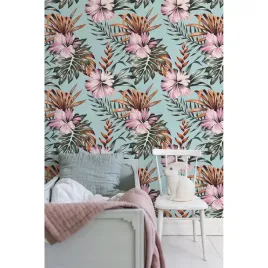 tapeta-lateks-rozowe-kwiaty-hibiskusa-360x250-cm
