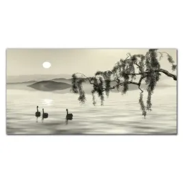 panel-hartowany-jezioro-drzewo-zwierze-ptak-120x60