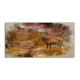 obraz-akryl-140x70-nowoczesny-jelen-zachod-slonca