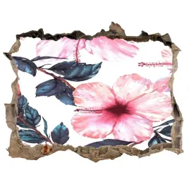 naklejka-3d-dziura-na-sciane-kwiaty-hibiskusa