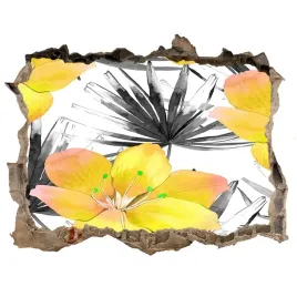 naklejka-3d-dziura-cegla-tropikalne-kwiaty-168x113