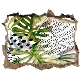 naklejka-3d-dziura-na-sciane-tropikalne-liscie