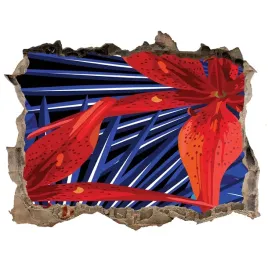 naklejka-3d-dziura-na-sciane-tropikalne-kwiaty