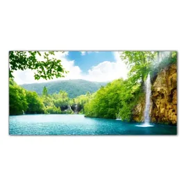 hartowany-obraz-szklany-wodospad-las-drzewa-120x60