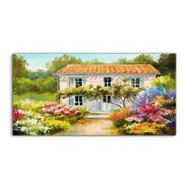 obraz-akrylowy-140x70-na-prezent-kwiaty-drzewa-dom
