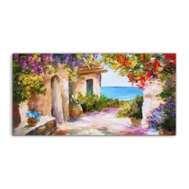 obraz-140x70-wiszacy-morze-kwiaty-lato-z-nadrukiem