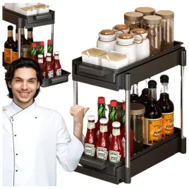 czarny-organizer-na-przyprawy-wysuwany-dwupoziomowy-organizer-przybornik