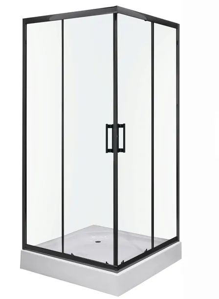 KABINA PRYSZNICOWA prostokątna 90 x 80 CZARNA +BRODZIK CM + SYFON GRATIS