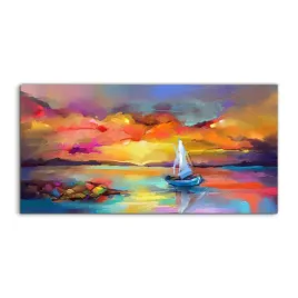 obraz-140x70-na-sciane-lodka-woda-niebo-na-prezent