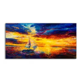 obraz-akrylowy-140x70-nowoczesny-lodka-woda-niebo