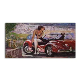 fotoobraz-140x70-scienny-retro-auto-kobieta-pies