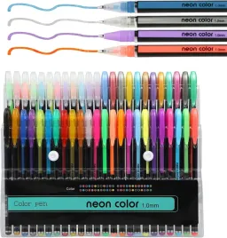 dlugopisy-zelowe-48-sztuk-metaliczne-brokatowe-neonowe-wodoodporne