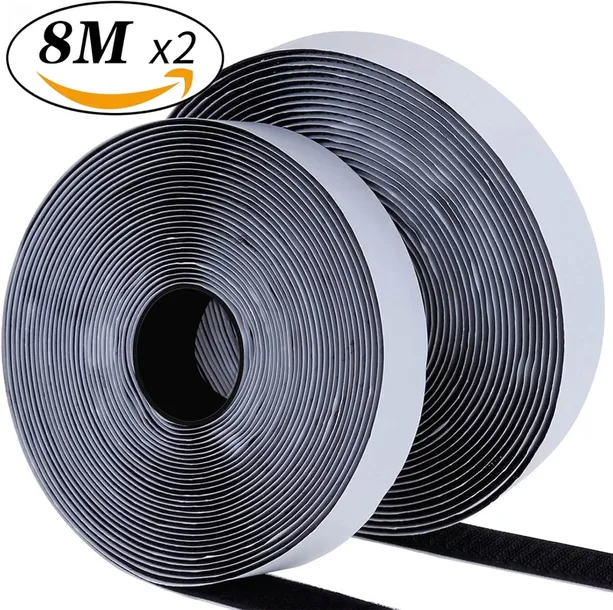 RZEP DWUSTRONNY SAMOPRZYLEPNY CZARNY 20 MM × 8 M MOCNY