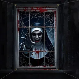 halloween-baner-dekoracja-drzwi-okno-sciana-straszna-zakonnica-duch-tlo