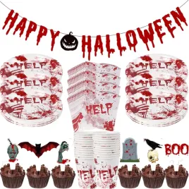 dekoracja-na-impreze-halloween-papierowe-naczynia-imprezowe