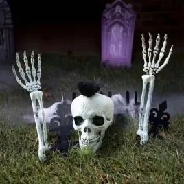 halloween-glowa-szkieletu-z-wrona-dekoracje-szkieletu-czaszka-i-rece