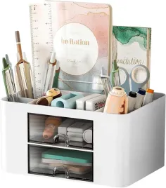 organizer-na-biurko-z-szuflada-5-przegrod-bialy