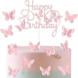 dekoracje-na-tort-motyl-zestaw-rozowy-happy-birthday