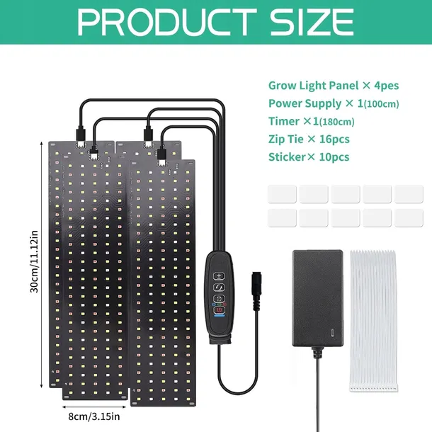 lampa-led-do-roslin-540-diod-panel-4-szt-timer-stan-nowy