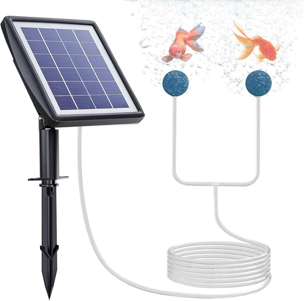 NAPOWIETRZACZ SOLARNY DO STAWU AKUMULATOR 2200MAH WĄŻ 3M