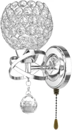 lampa-scienna-krysztalowa-e14-chrom-kinkiet-z-lancuszkiem