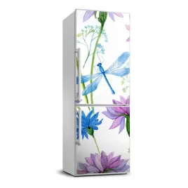 okleina-okleina-lodowke-kwiaty-i-wazki-70x190