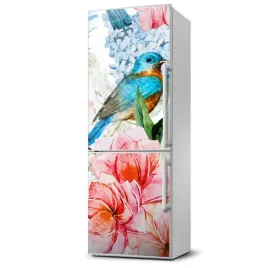 foto-magnes-na-lodowke-kwiaty-i-ptaki-60x180