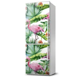 foto-magnes-na-lodowke-liscie-i-flamingi-60x180