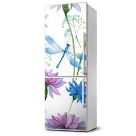 foto-magnes-na-lodowke-kwiaty-i-wazki-60x180
