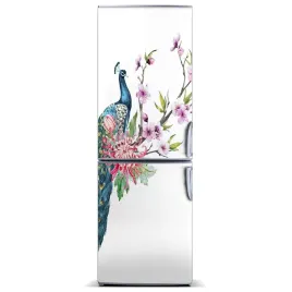 naklejka-magnetyczna-lodowke-paw-i-kwiaty-xl