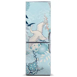 naklejka-magnes-na-lodowke-zuraw-i-kwiaty-60x180