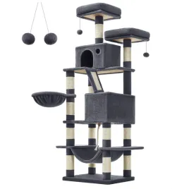 drapak-dla-kota-legowisko-domek-do-drapania-slupek-168-cm-wieza-duzy-szary